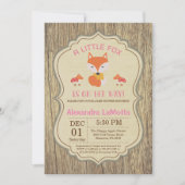 Rustic Fox Baby shower Invitation Girl Kaart (Voorkant)
