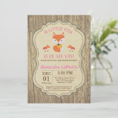 Rustic Fox Baby shower Invitation Girl Kaart (Staand voorkant)