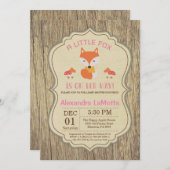 Rustic Fox Baby shower Invitation Girl Kaart (Voorkant / Achterkant)