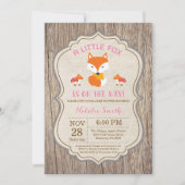 Rustic Fox Baby shower Invitation Girl Kaart (Voorkant)