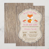 Rustic Fox Baby shower Invitation Girl Kaart (Voorkant / Achterkant)