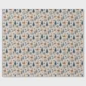 Rustic Fox en kerstboom en Bauble in blauw Cadeaupapier (Vlak)