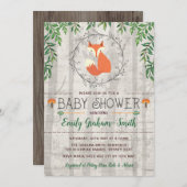 Rustic Fox Greenery Woodland Baby Showerr Kaart (Voorkant / Achterkant)