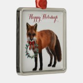 Rustic Fox Square Metal kerstversiering Metalen Ornament (Rechts)