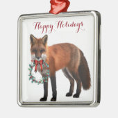 Rustic Fox Square Metal kerstversiering Metalen Ornament (Links)