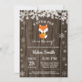 Rustic Fox Winter Baby shower Invitation Kaart (Voorkant)