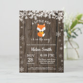 Rustic Fox Winter Baby shower Invitation Kaart (Staand voorkant)