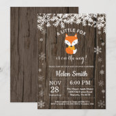 Rustic Fox Winter Baby shower Invitation Kaart (Voorkant / Achterkant)