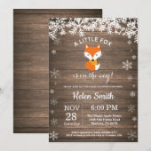 Rustic Fox Winter Baby shower Uitnodiging (Voorkant / Achterkant)