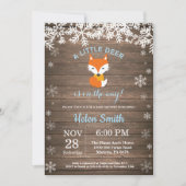 Rustic Fox Winter Boy Baby shower Kaart (Voorkant)