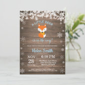 Rustic Fox Winter Boy Baby shower Kaart (Staand voorkant)