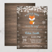 Rustic Fox Winter Boy Baby shower Kaart (Voorkant / Achterkant)