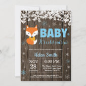 Rustic Fox Winter Boy Baby shower Kaart (Voorkant)