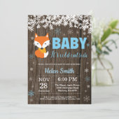 Rustic Fox Winter Boy Baby shower Kaart (Staand voorkant)