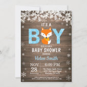 Rustic Fox Winter Boy Baby shower Kaart (Voorkant)