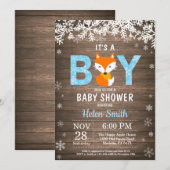 Rustic Fox Winter Boy Baby shower Kaart (Voorkant / Achterkant)