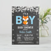 Rustic Fox Winter Boy Baby shower Kaart (Staand voorkant)