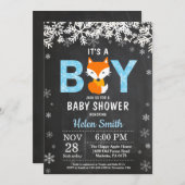 Rustic Fox Winter Boy Baby shower Kaart (Voorkant / Achterkant)
