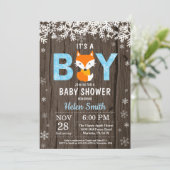 Rustic Fox Winter Boy Baby shower Kaart (Staand voorkant)