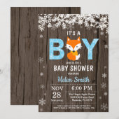 Rustic Fox Winter Boy Baby shower Kaart (Voorkant / Achterkant)