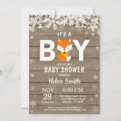 Rustic Fox Winter Boy Baby shower Kaart (Voorkant)