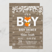 Rustic Fox Winter Boy Baby shower Kaart (Voorkant / Achterkant)