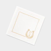 Rustic Frame Western Horseshoe Monogram Wedding Folie Servetten (Links)