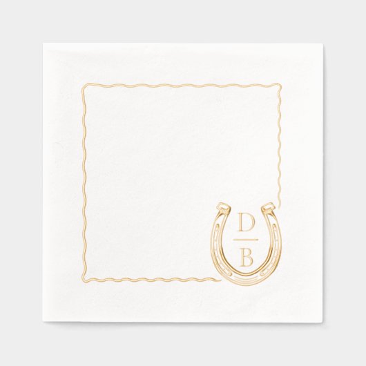 Rustic Frame Western Horseshoe Monogram Wedding Folie Servetten (Voorkant)