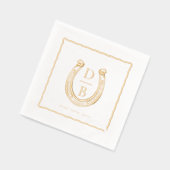 Rustic Frame Western Horseshoe Monogram Wedding Folie Servetten (Links)