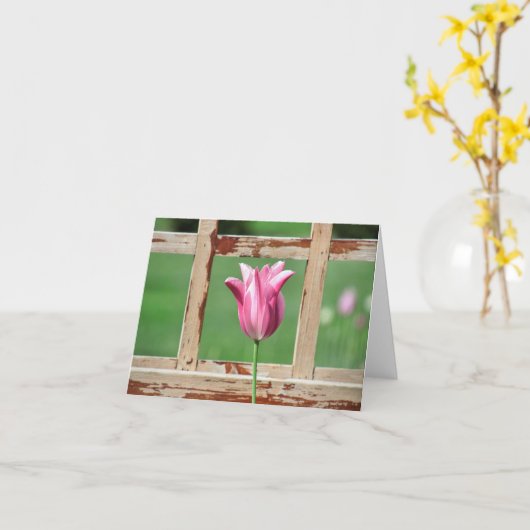 Rustic Framed Tulip Note Kaart (Gele Bloem)