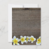 Rustic Frangipani / Plumeria Beach Wedding Invites Kaart (Achterkant)