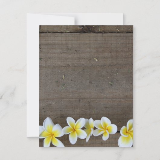 Rustic Frangipani / Plumeria Beach Wedding Invites Kaart (Achterkant)
