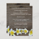 Rustic Frangipani / Plumeria Beach Wedding Invites Kaart (Voorkant / Achterkant)