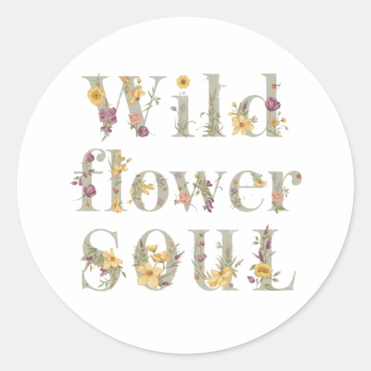 Rustic Free Spirit Botanical Typography Ronde Sticker (Voorkant)