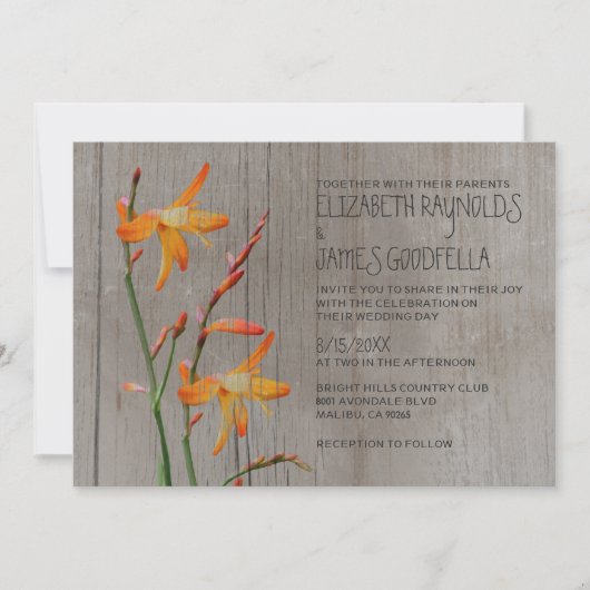 Rustic Freesia Wedding Invitations Kaart (Voorkant)