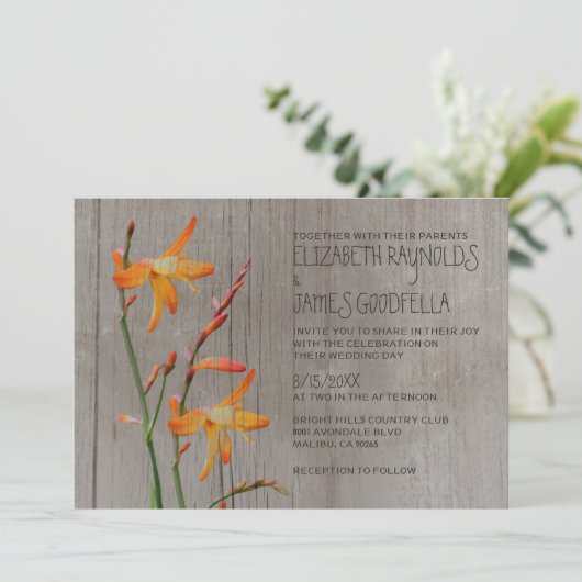 Rustic Freesia Wedding Invitations Kaart (Staand voorkant)