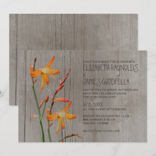 Rustic Freesia Wedding Invitations Kaart (Voorkant / Achterkant)