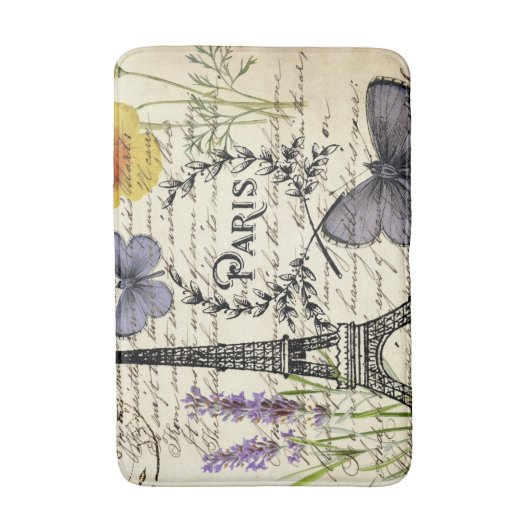 rustic french country scripts paris eiffel tower badmat (Voorkant Verticaal)