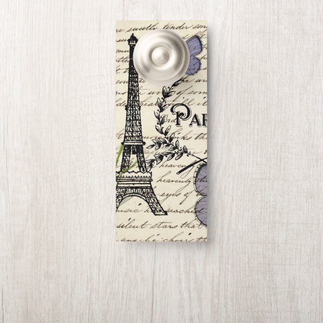 rustic french country scripts paris eiffel tower deurhanger (Op knop)