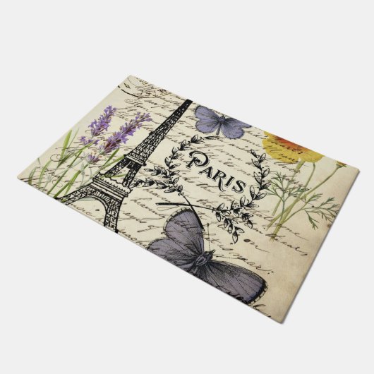rustic french country scripts paris eiffel tower deurmat (Schuin)