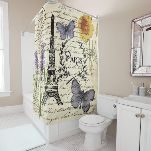 rustic french country scripts paris eiffel tower douchegordijn (In situ)