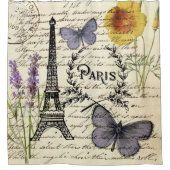 rustic french country scripts paris eiffel tower douchegordijn (Voorkant)