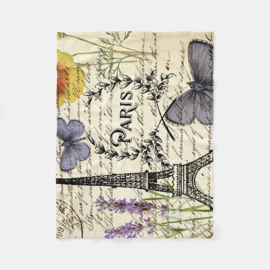 rustic french country scripts paris eiffel tower fleece deken (Voorkant)