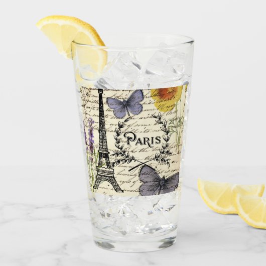 rustic french country scripts paris eiffel tower glas (Voorkant ijs)