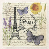 rustic french country scripts paris eiffel tower glazen onderzetter (Voorkant)