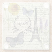 rustic french country scripts paris eiffel tower glazen onderzetter (Achterkant)