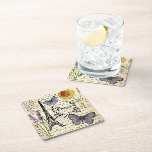 rustic french country scripts paris eiffel tower kartonnen onderzetters (Insitu)