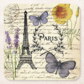 rustic french country scripts paris eiffel tower kartonnen onderzetters (Voorkant)