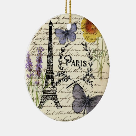 rustic french country scripts paris eiffel tower keramisch ornament (Rechts)
