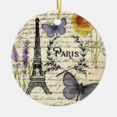 rustic french country scripts paris eiffel tower keramisch ornament (Voorkant)